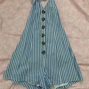 🌊blue halter neck striped romper🌊